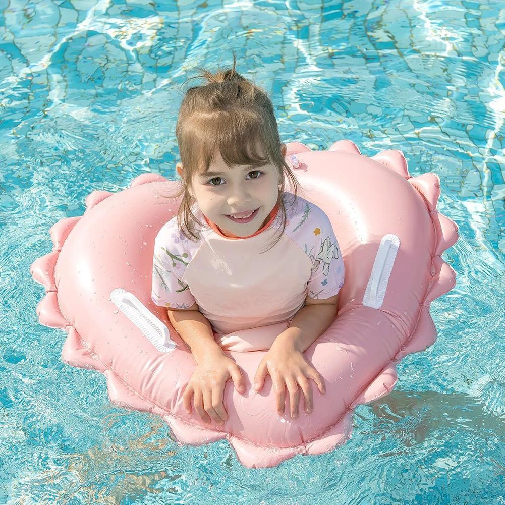 Heart Shape Baby Swim Ring Tube with Handle & Safety Seat Baby Swimming Float Leakproof Pool Floats Toys for Beach Party