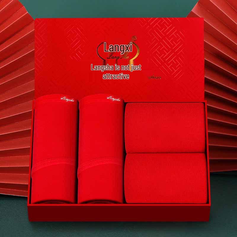 LANGSHA Женское красное счастливое нижнее белье средней посадки (Знак Зодиака Лошадь)