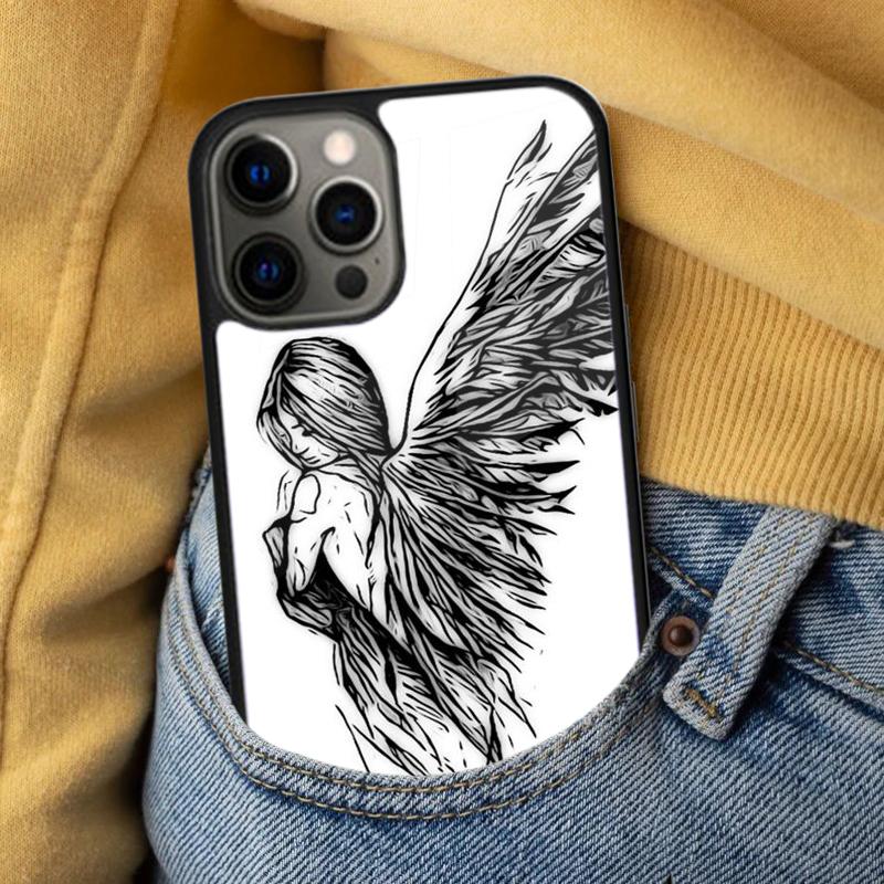 Fantasy Angel Girl Wings Soft Phone Case for iPhone 17 Air 16e Pro max 15 Pro 13 14 Plus 11 12 MagSafe Magnetic Coque