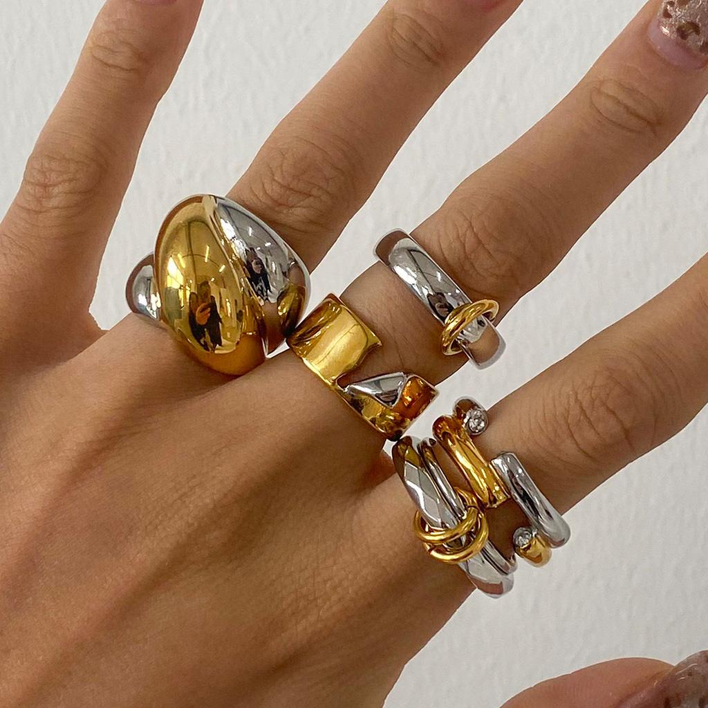 Youthway Золотое и из нержавеющей стали геометрическое открытое кольцо циркон унисекс персонализированные ежедневные украшения новое