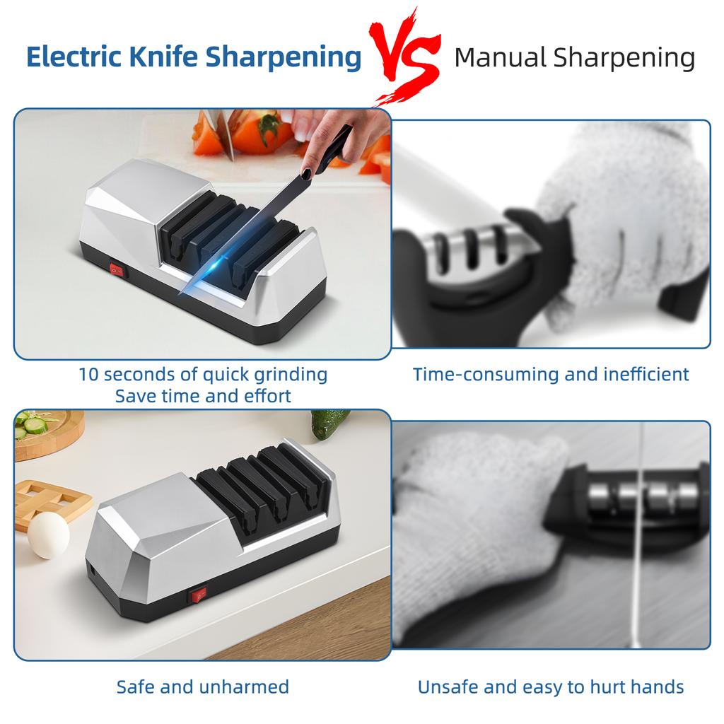 Электрическая точилка для ножей, многофункциональная 3-ступенчатая система заточки кухонных ножей с