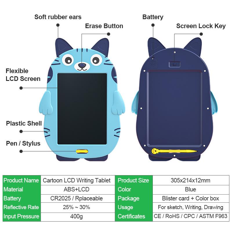 85-дюймовая мультяшная электронная доска для рисования, ЖК-экран, планшет для письма, цифровая графическая планшетка для рукописного ввода, письменные игрушки для детей L20