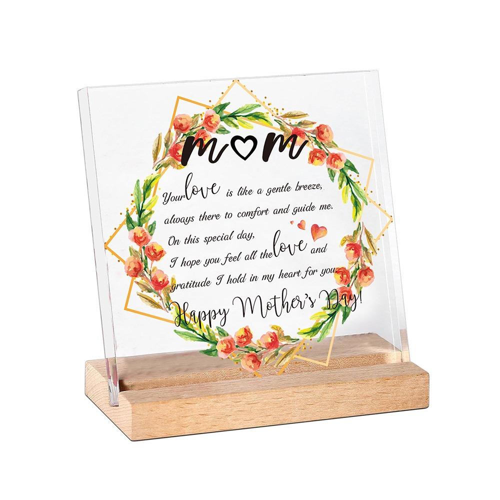 Waterproof Mother's Day Desktop Sign Romantic Love Flowers Ornament Mom Tabletop Sign  Studio Desk