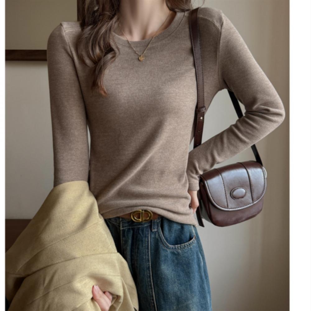New ArrivalS Open Run Women S Slim FiT Round Neck Long Sleeve Ribbed T ShirT
