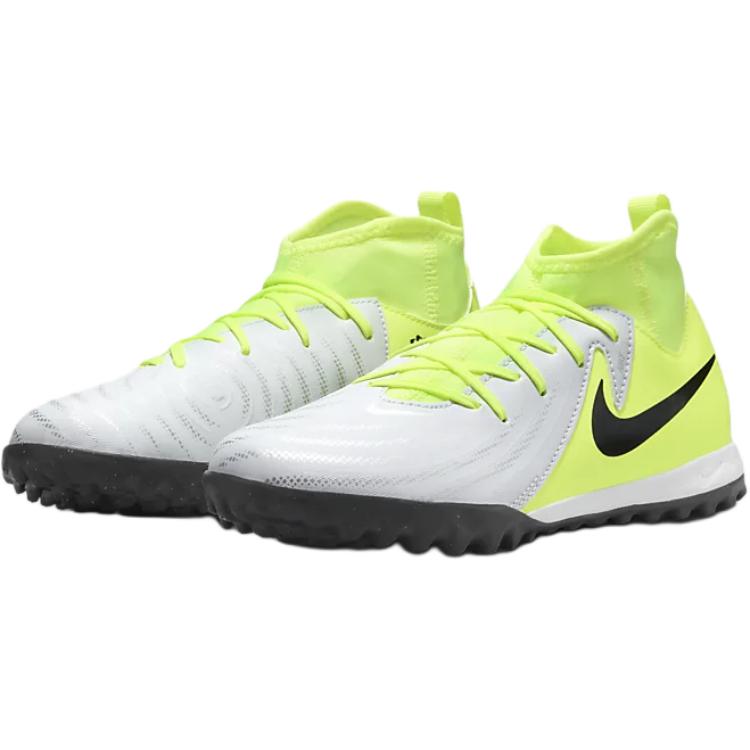 Nike Jr. Phantom Luna 2 Academy Comfortable Shock Absorbing Durable Mid-Top Kids Soccer Shoes Kids Soccer Shoes White Green FJ2610-003
