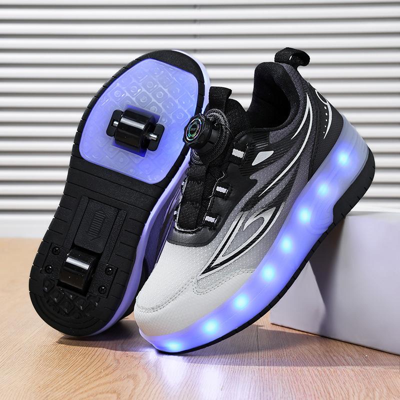 New Runaway Shoes Boys Summer Children Pulley Sneakers Roller Skates Double Wheel Breathable Burst Shoes Boys
