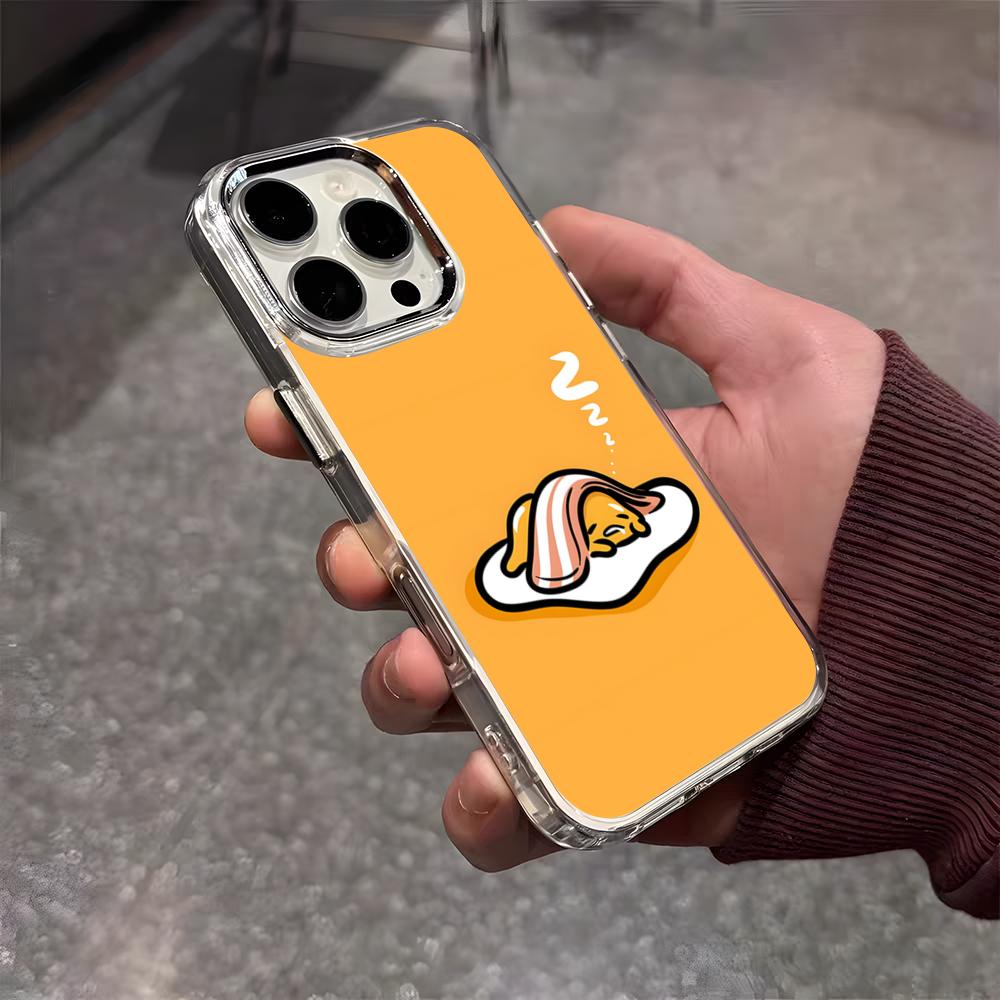 G-Гудетама Яйцо Милый Чехол Для Телефона Для IPhone 17 Air 16 E 15 14 13 12 11 Plus Pro Max Гальванизированный Прозрачный Мягкий Чехол