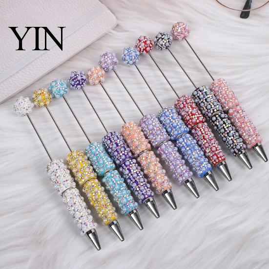 Luxury Faux Diamond Pen DIY Beadable Pen, Rhinestone Pearl Ballpoint Fancy Glitter Creative for Crafting, Student Stationery Office Writing