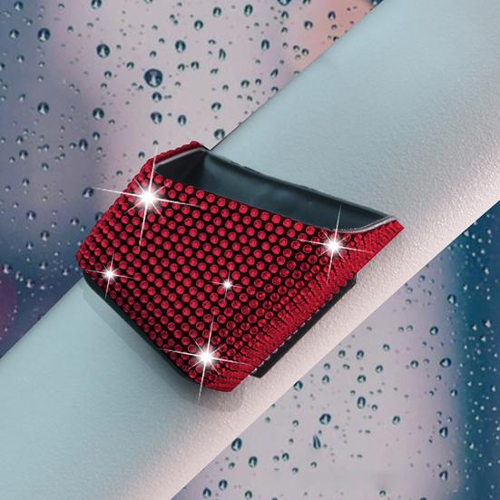 Car Storage Box Rhinestone Patterned Self Adhesive Plastic Faux Crystal Shiny Mobile Phone Sunglass Coin Key Card Case for Car