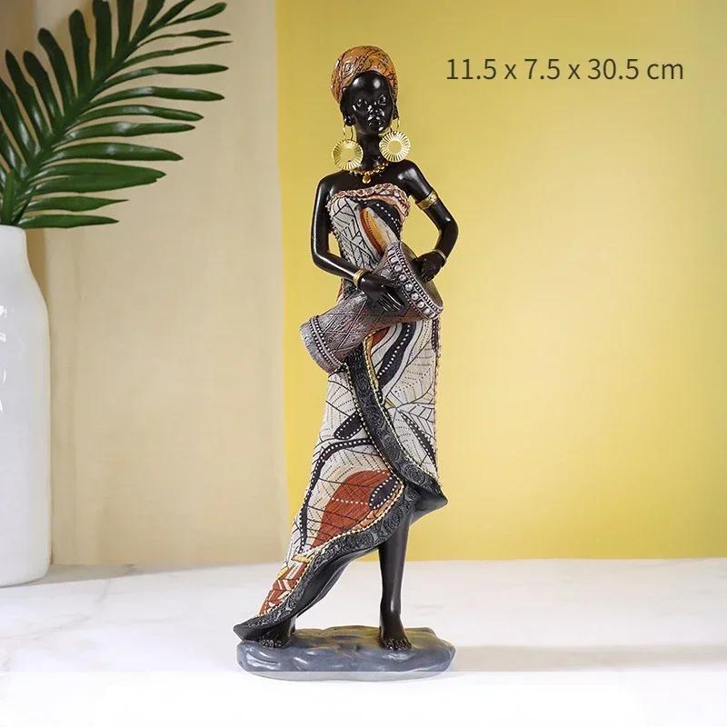 Смола африканские черные женские фигурки винтажные художественные ремесла персонажи статуэтки ретро украшения для дома настольные украшения для интерьера