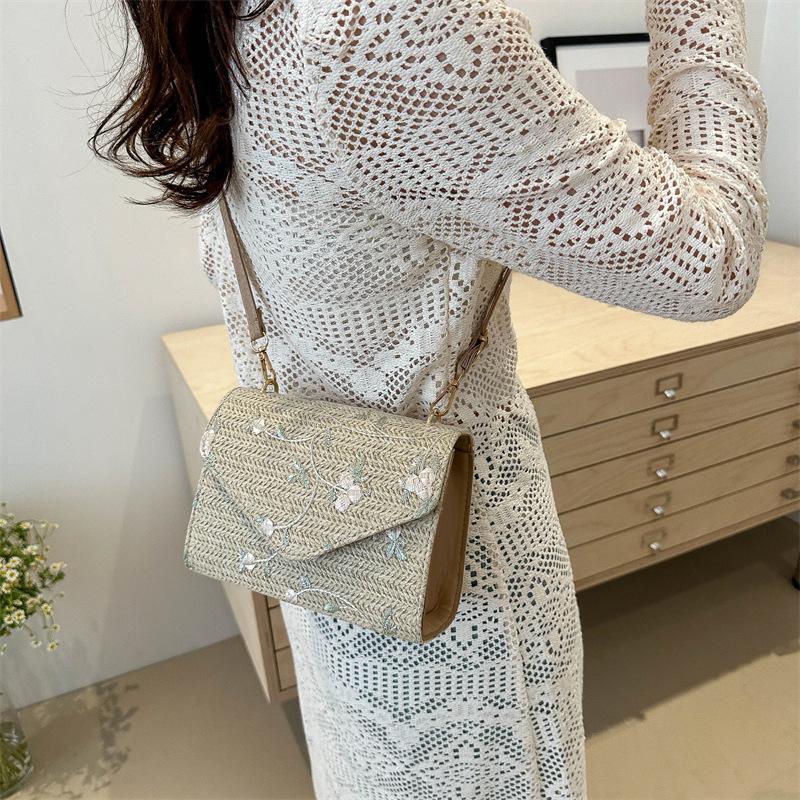 Ротанговая сумка-мессенджер на плечо Модная Вместительная Богемная Сумка из плетеной травы Ручной работы Плетеный Отпускной Кроссбоди для женщин CLE