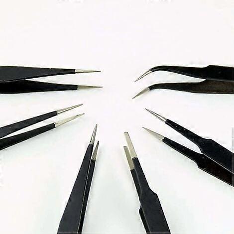 6PCS Anti-Static Precision Tweezers Precision Tweezers Anti-Static Stainless Steel Precision Tweezers for Electronics, Watch and Clock Repair, Jewelr