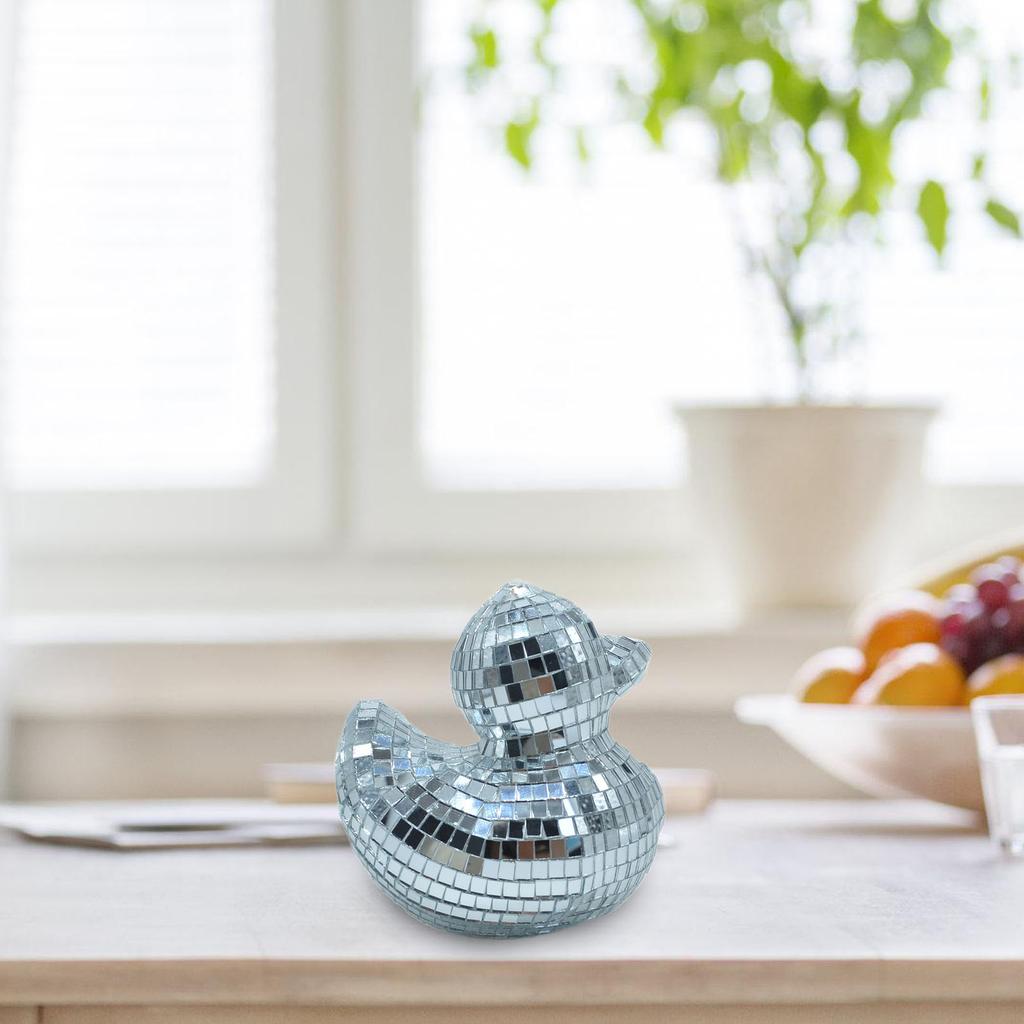 Серебряная уточка в форме стеклянного зеркала, статуэтка для дискотек, светоотражающая фигурка для свадебной вечеринки, музыкального фестиваля, украшения