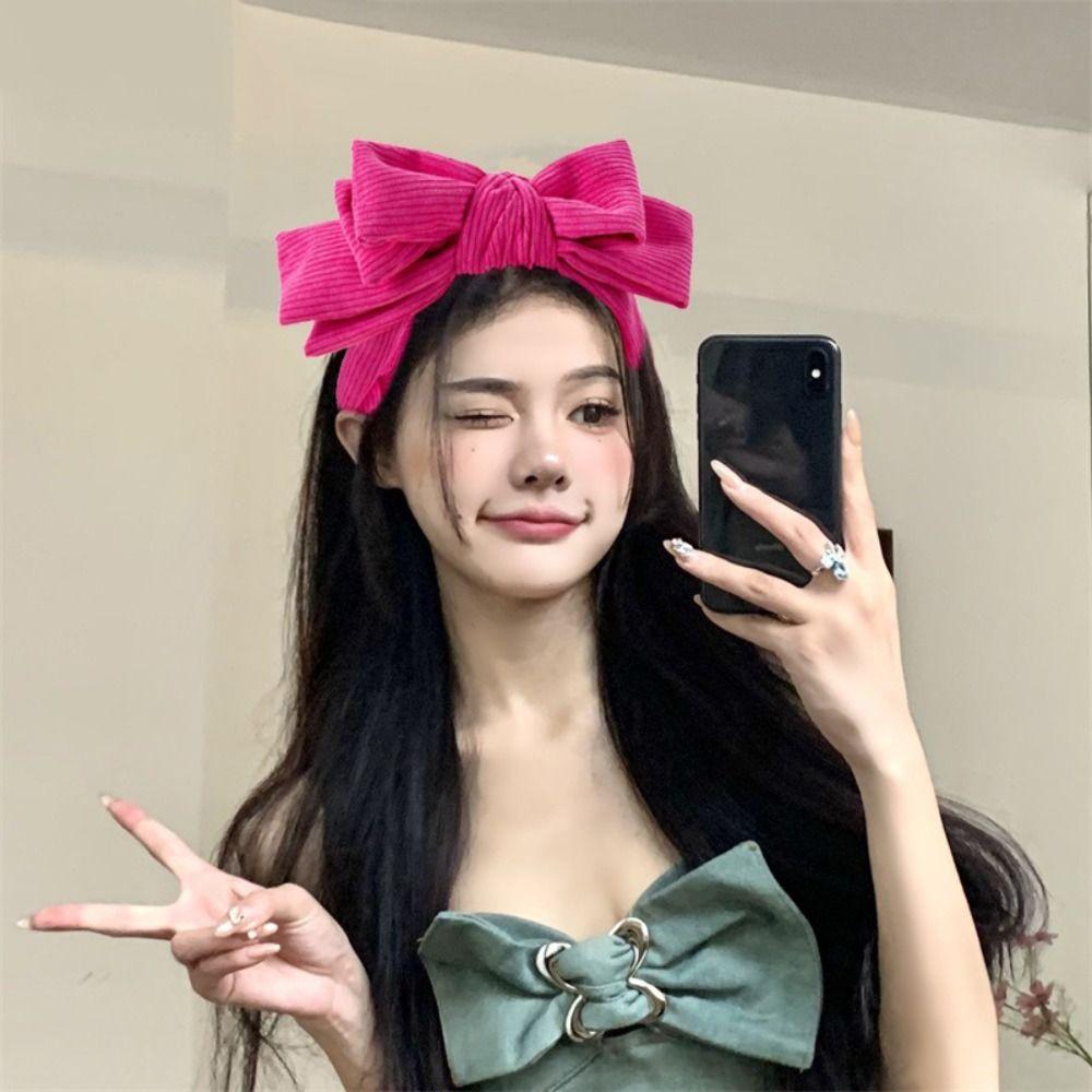 Large Bowtie Headband Wide Wash Face Hairband Gifts Bowtie Hair Hoop Ladies