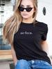 Русская буква «Не волнуйся» с принтом в виде буквы Футболка женская с коротким рукавом и круглым вырезом Свободная футболка Летняя женская футболка Топы Одежда Mujer