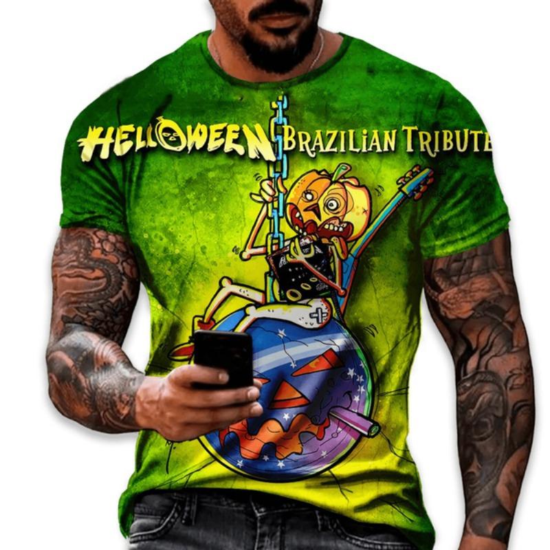 Рок-группа Helloween 3D-печать Футболки Мужские Женские Повседневные Хип-хоп Короткий рукав Футболка Топы Y2K Харадзюку