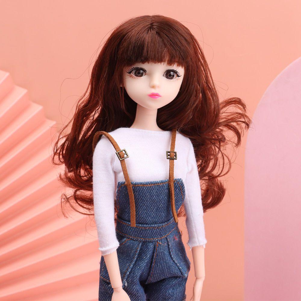 Голова куклы BJD 1/6 с золотисто-коричневыми черными волосами для 30см куклы, шарнирная, 3D глаза, красная европейская, DIY головной убор для аксессуаров антикварной куклы