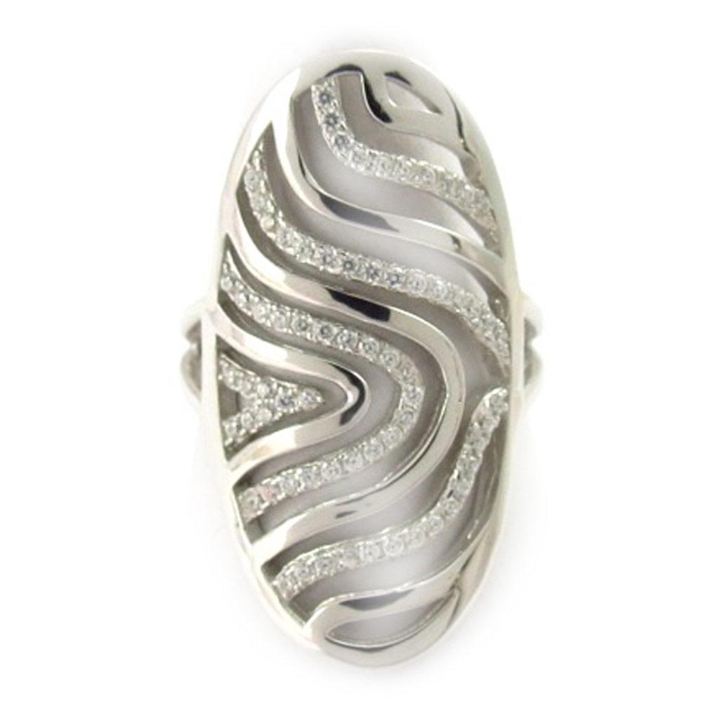 Серебряное кольцо "Богиня" белое серебро (родий) - 30 мм