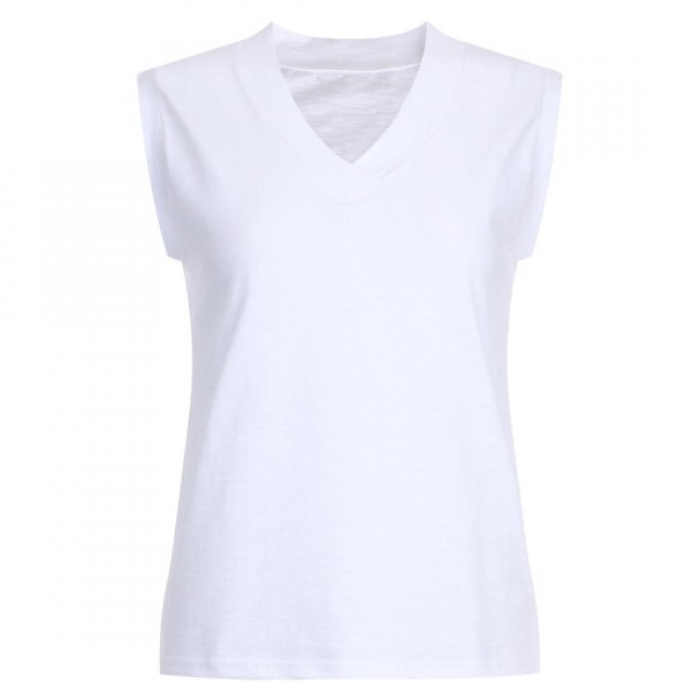 Shop Women S Wide V Neck SleeVeleSS Tee Plain Korean White Dai wSh 20769 White