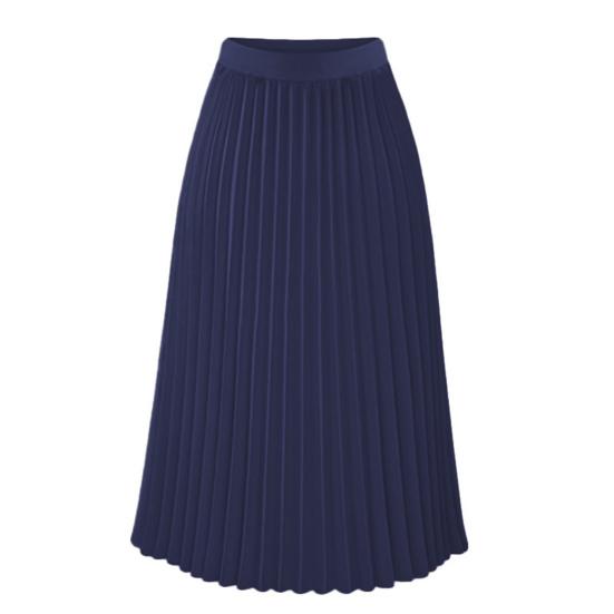Autumn Winter Pleated Skirt Elastic High Waist Calf-Length Casual Loose Skirt Elegant Ladies Solid Color Long Skirt Women Clothing Streetwear