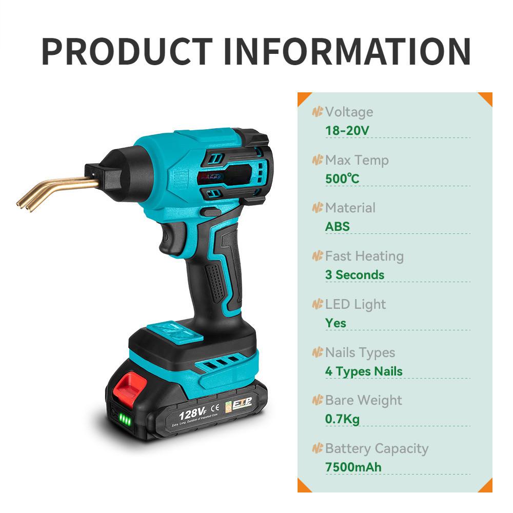 Новый 500℃ быстро нагревающийся пластиковый сварочный пистолет перезаряжаемый эффективный комплект для ремонта трещин на бампере автомобиля пластиковый сварочный аппарат для трещин