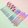 16Pcs Colorful Dinnerware Set Vintage Stainless Steel Tableware Steak Knife Fork Dessert Spoon Cutlery Set Party Kitchen Flatware