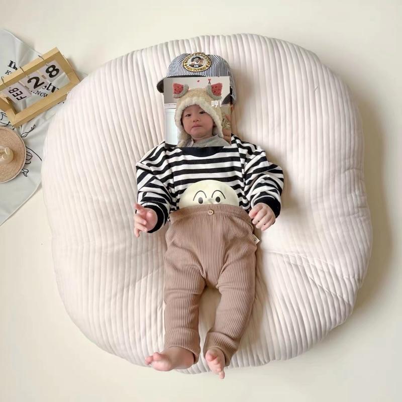 Повседневные детские брюки, штаны в рубчик, эластичные полосатые штаны, однотонная одежда для малышей, детская одежда для мальчиков и девочек