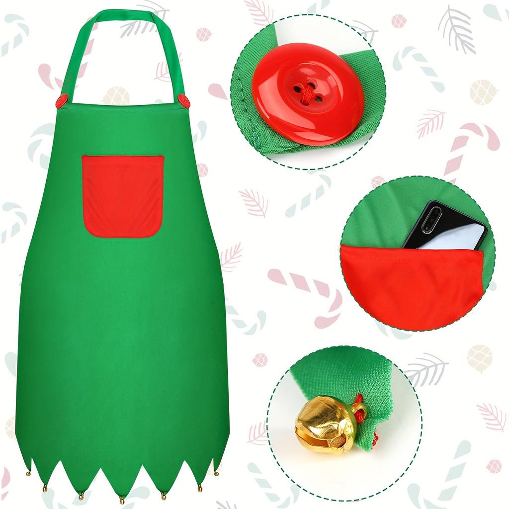 2 шт., декоративный фартук, рождественский фартук и комплект шляп для женщин, рождественская шляпа эльфа, рождественский орнамент кухонного фартука Санта-Клауса