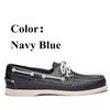 Mens Designer Shoes Men Genuine Leather Docksides Classic Navy Blue Boat Shoes For Homme Femme X146
