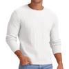 Mens Waffle Solid Color Round Neck Long Sleeve Pullovers Knitted Sweater Fashion Casual Mens Sweater Tops