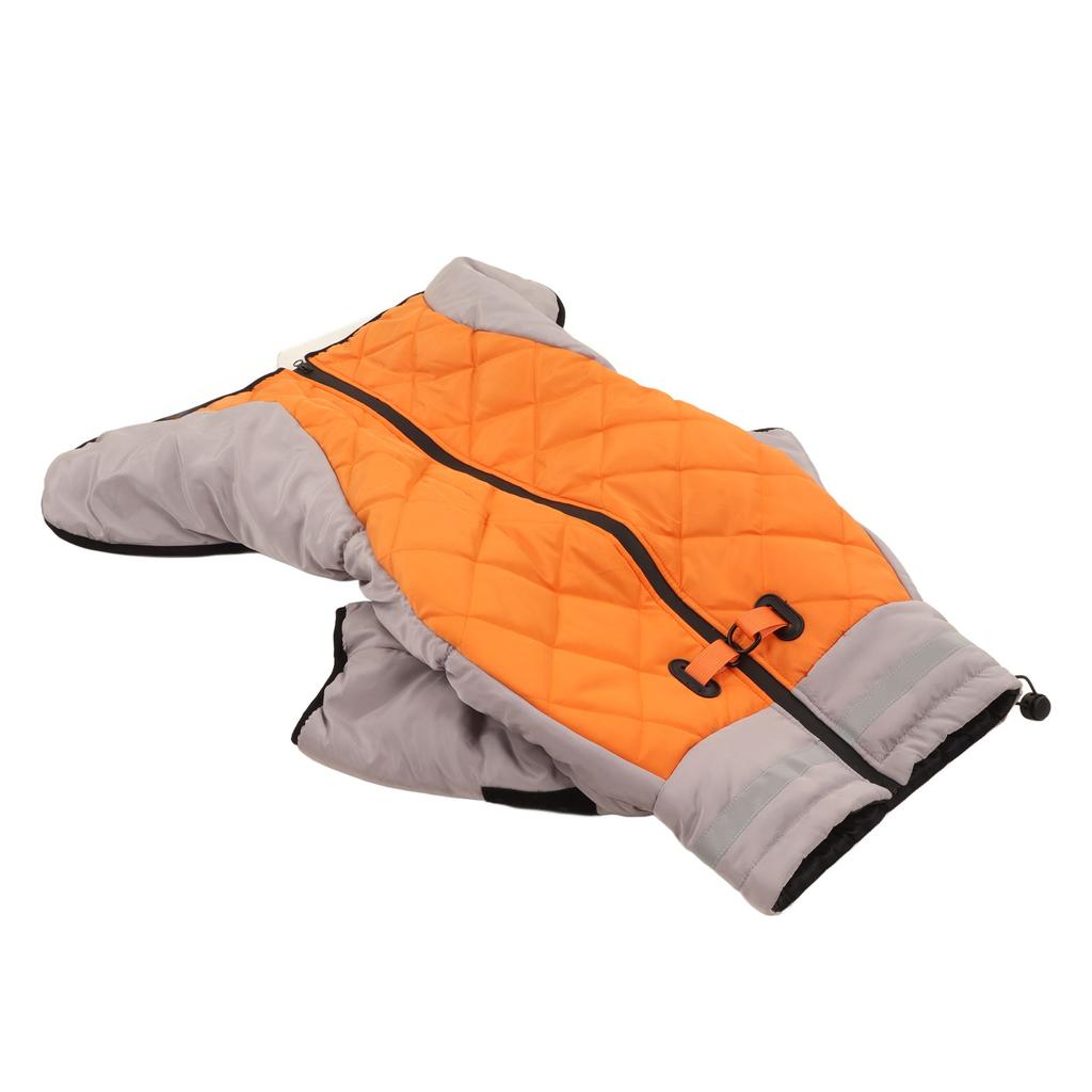 Reflective Turtleneck Dog Vest Thickening Warm Dog Cold Weather Jacket for Autumn Winter Grey Orange