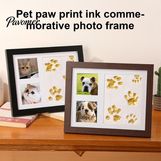 Customized Pet Keepsake Paw Print Commemorative Photo Frame, Dog And Cat Memory Display, Handmade DIY Ink Pad Soft Space Mud Set for Owners