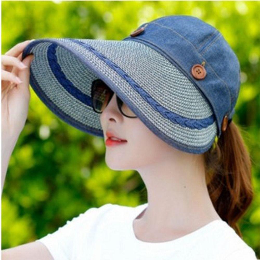 Floppy Dual-purpose Empty Top Hat Straw Beach Face Shade Hat Fashion Women's Sun Hat Women