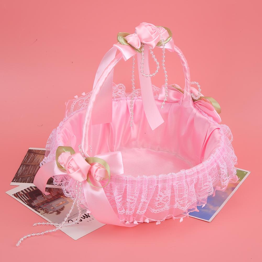 Портативная корзинка для цветов из свадебного кружева   Контейнер Декорация для вечеринки, церемонии