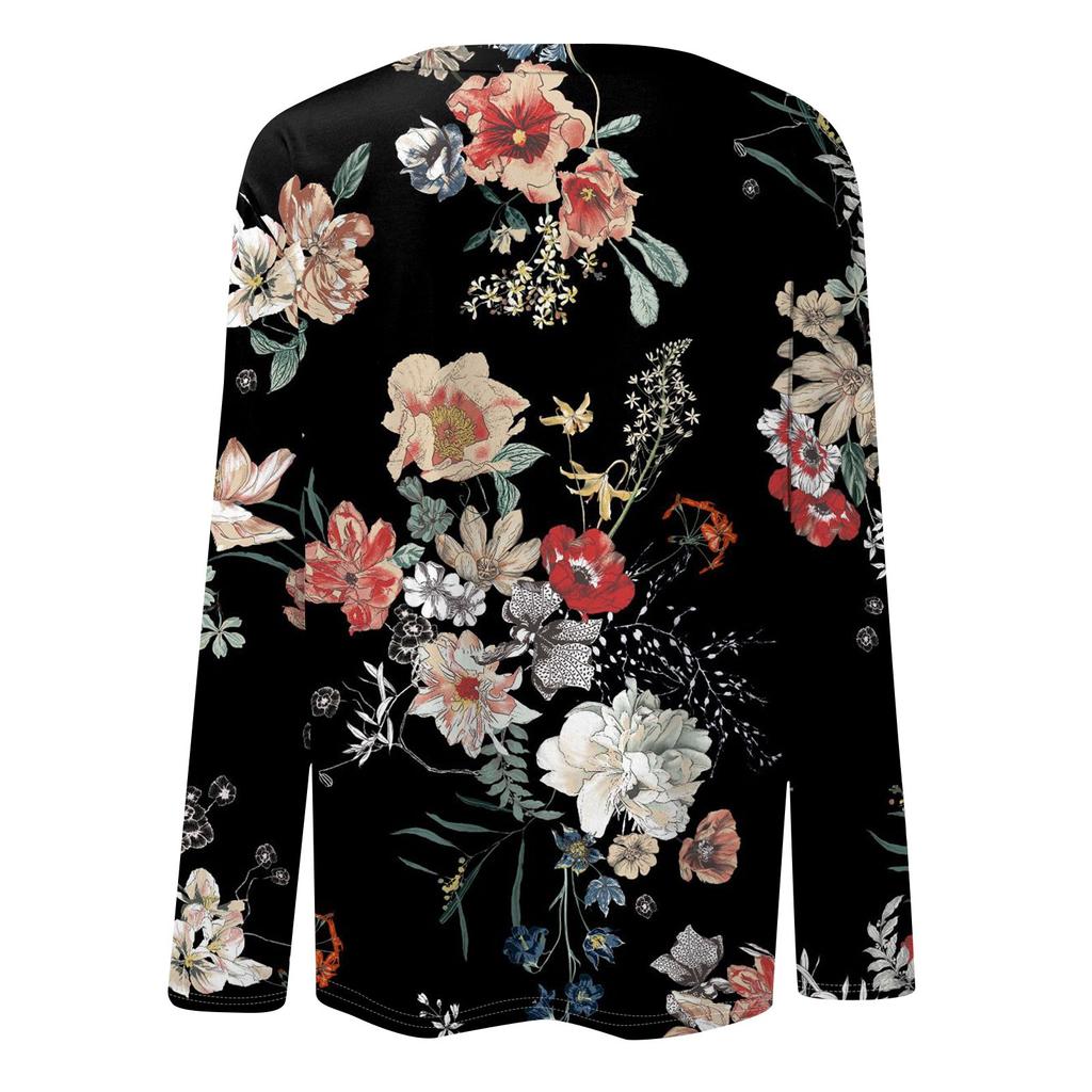 Женская модная повседневная блузка с длинным рукавом и круглым вырезом, пуловер