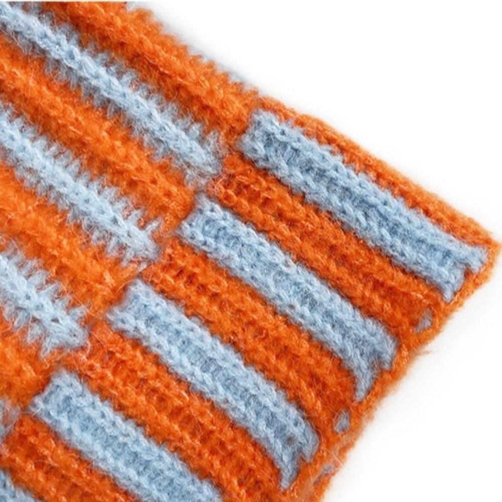 Полосатая вязаная шапка, защита от холода, шапка-пуловер, модная теплая шапка, осень-зима