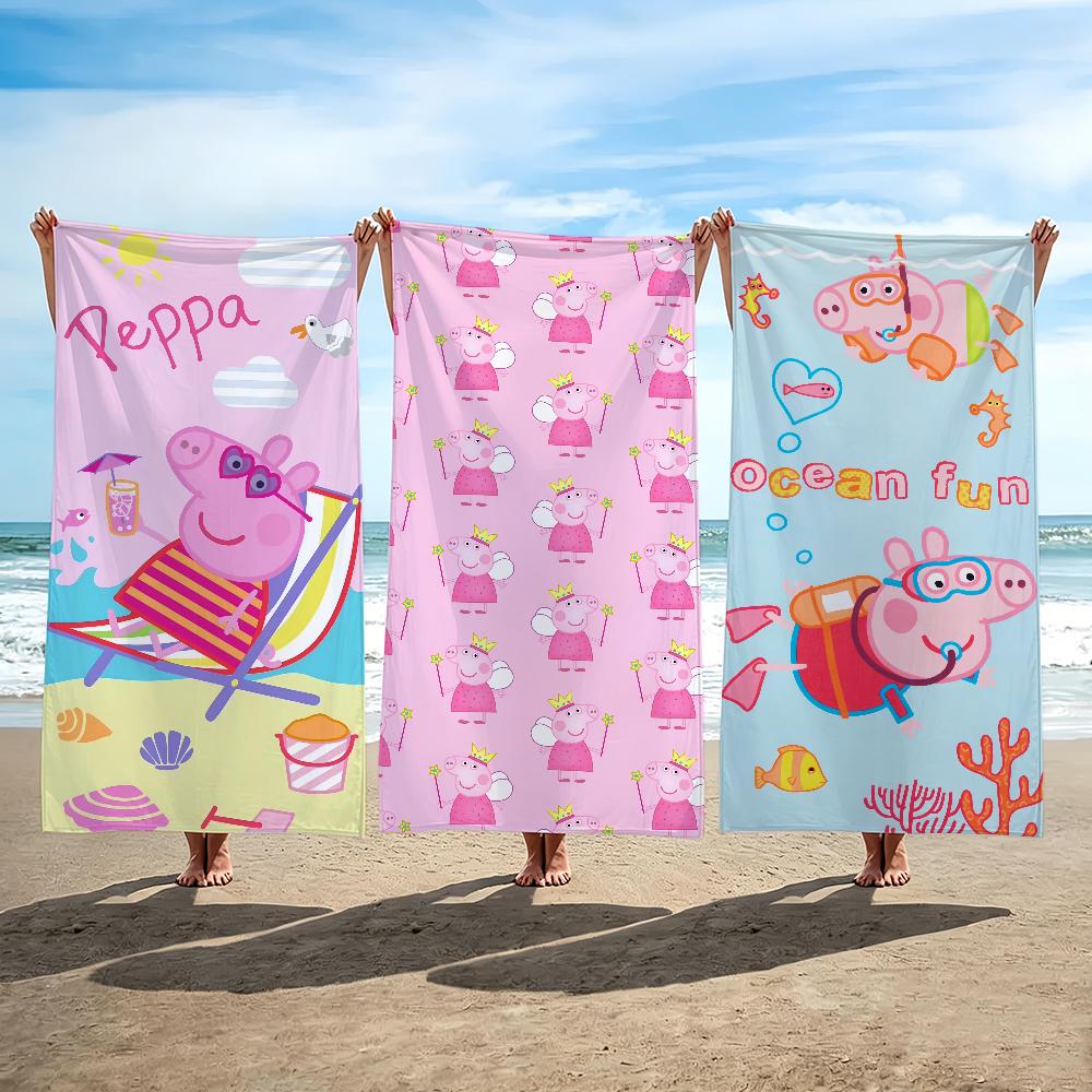 Cartoon P-Peppa Towel P-Pig Beach Towel Travel Lightweight Skin Friendly for Pool Beach Camping Cruise Summer