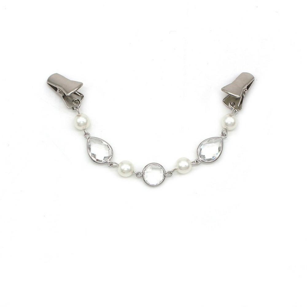 Кардиган с жемчужными стразами, утиная клипса, сплав, пряжка для блузки, модная брошь-булавка, украшение для одежды