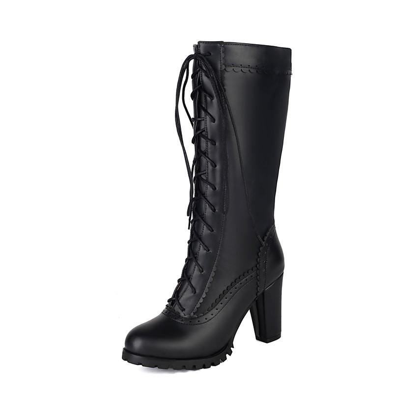 Women's High-heeled Boots Autumn and Winter New Waterproof Table Thick-heeled Large-size Medium Boots