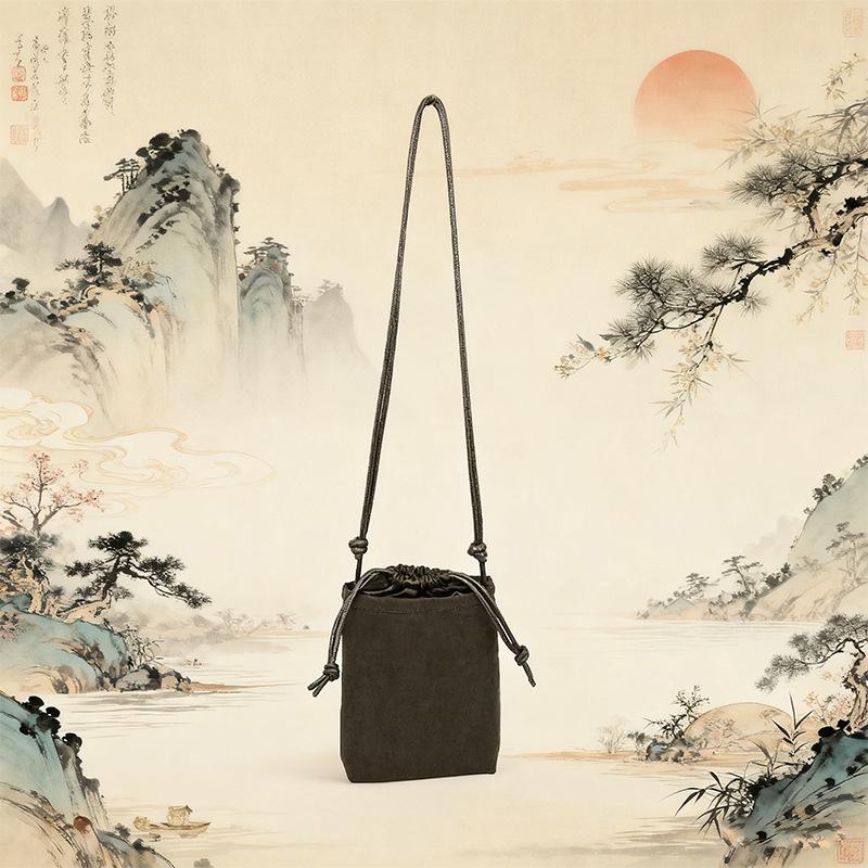 Xiangyunsha Brocade Mulberry Silk Crossbody Bag with Seawater River Cliff Pattern - New Chinese Style Shoulder Bag for Women.