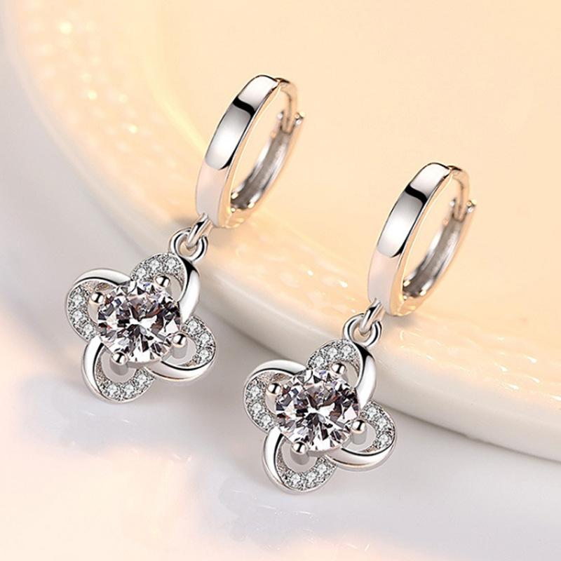 Серьги Lucky Leaf Grass, женские корейские простые серьги, серьги, посеребренные женские серьги Eternal Flower