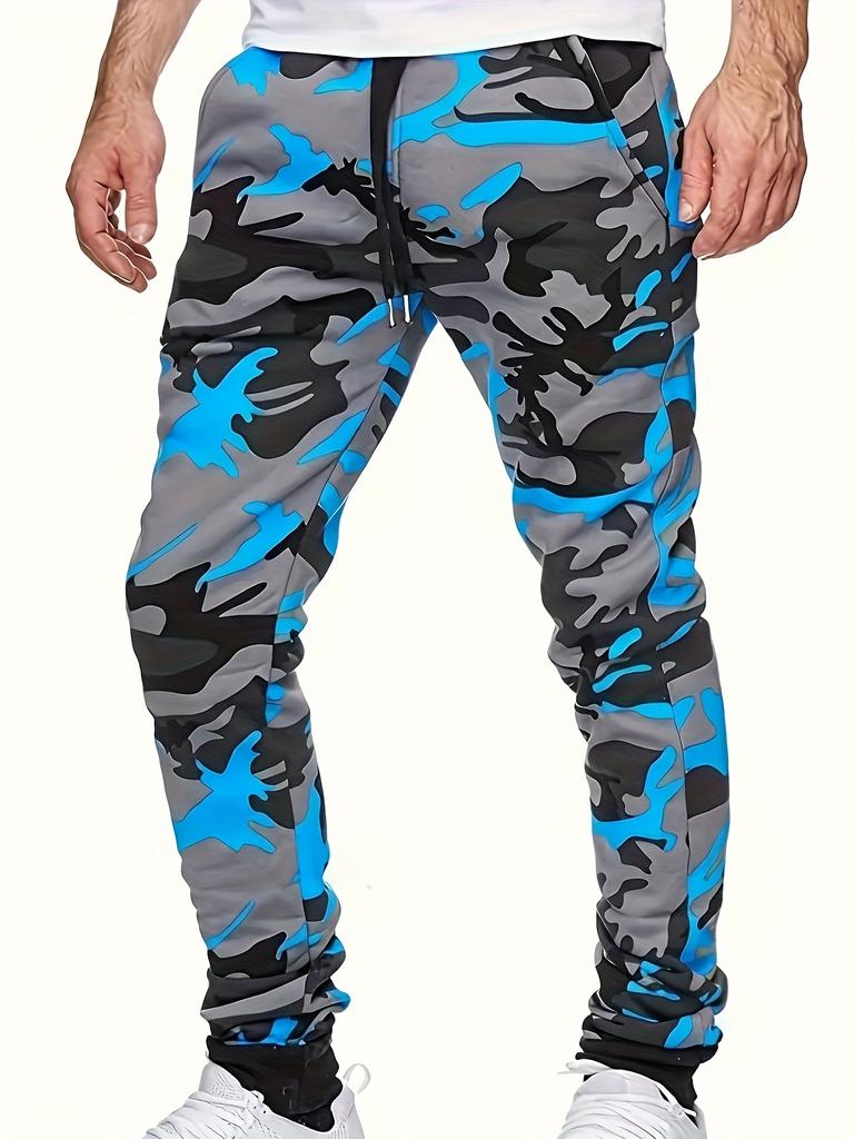 Men's Stylish Comfy Camouflage Pattern Joggers Pockets Active Breathable Slim-fit Drawstring Hiking Jogging Cycling Outdoor Fitness