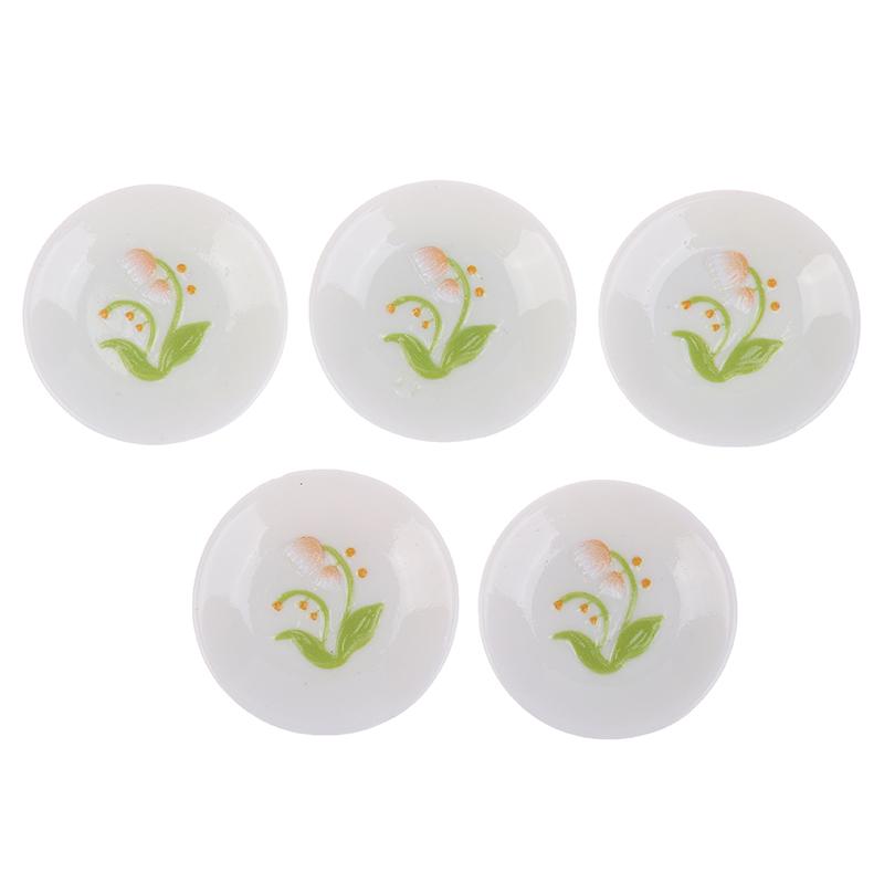 5 шт. 1:12 кукольных домиков, имитация миниатюрных тарелок с рельефным рисунком тюльпана, модель кукольного домика, украшение для кухни, аксессуары для кукольного дома