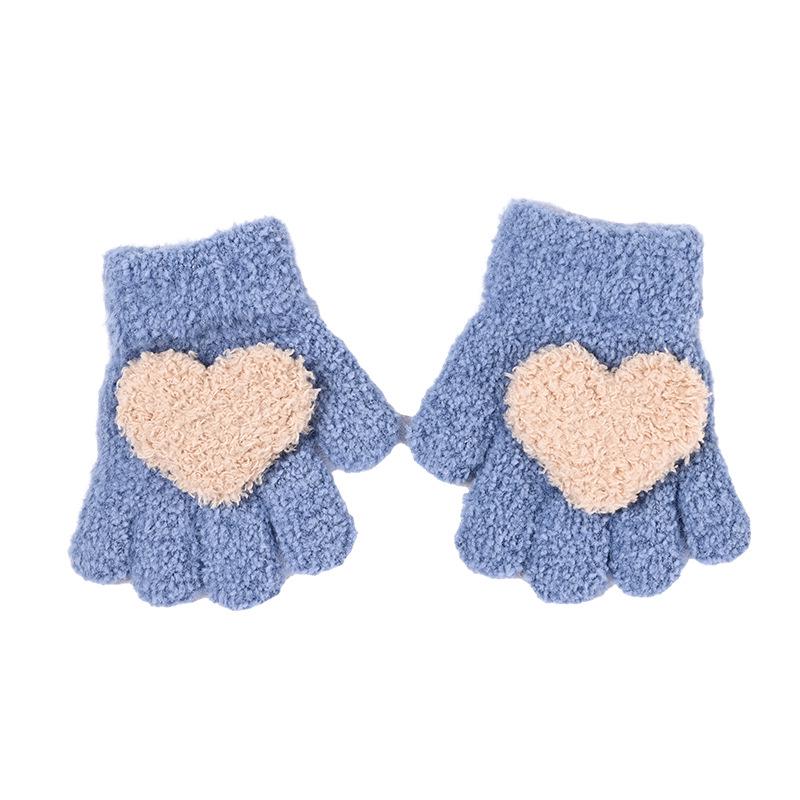Cozy Five-Finger Knitted Children's Gloves for Autumn/Winter
