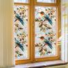 Laser-cut Iridescent Retro Geometric Floral and Hummingbird Study Glass Door and Window Decorative Stickers