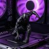 Black Panther Statue 3D Printed Action Figure, Warrior Statue, Modern Desktop Art Squat Combat Pose Matte Gaming Desk Decor Collectible Gift