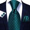 Hi-Tie Бирюзовый в горошек и полоску Шелковый свадебный узкий галстук для мужчин Платок Запонки Подарок Мужской набор галстуков Для деловой вечеринки Дропшиппинг