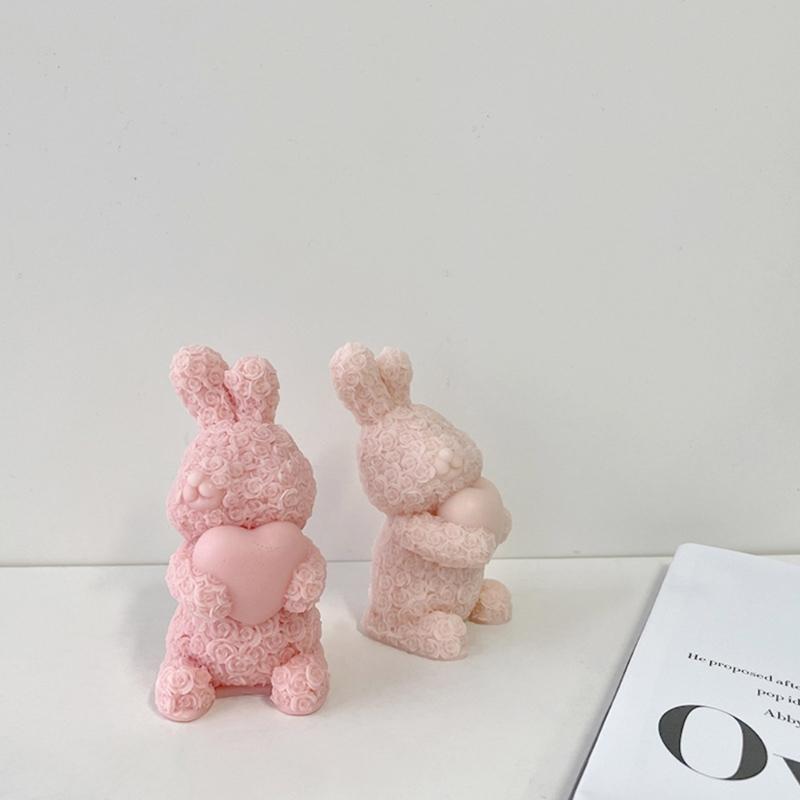 Силиконовая форма для свечей, гипсовая форма для ароматерапии, свеча, форма для литья из эпоксидной смолы «Розовый кролик» для изготовления мыла «сделай сам», домашний декор