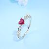 Women Wedding Ring Heart Hollow Electroplated Out Polished Lightweight Rhinestone Prom Party Finger Ring
