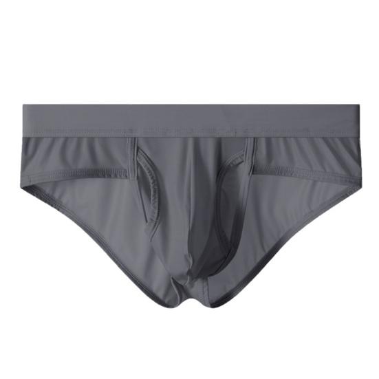 Men Briefs Mid-rise Side Opening Design Tight Cut Panties Solid Color Ice Silk Thin Perspective Breathable Smooth Underwear